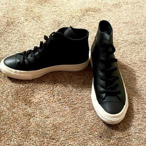 Leather Converse high tops